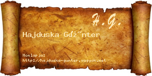 Hajduska Günter névjegykártya